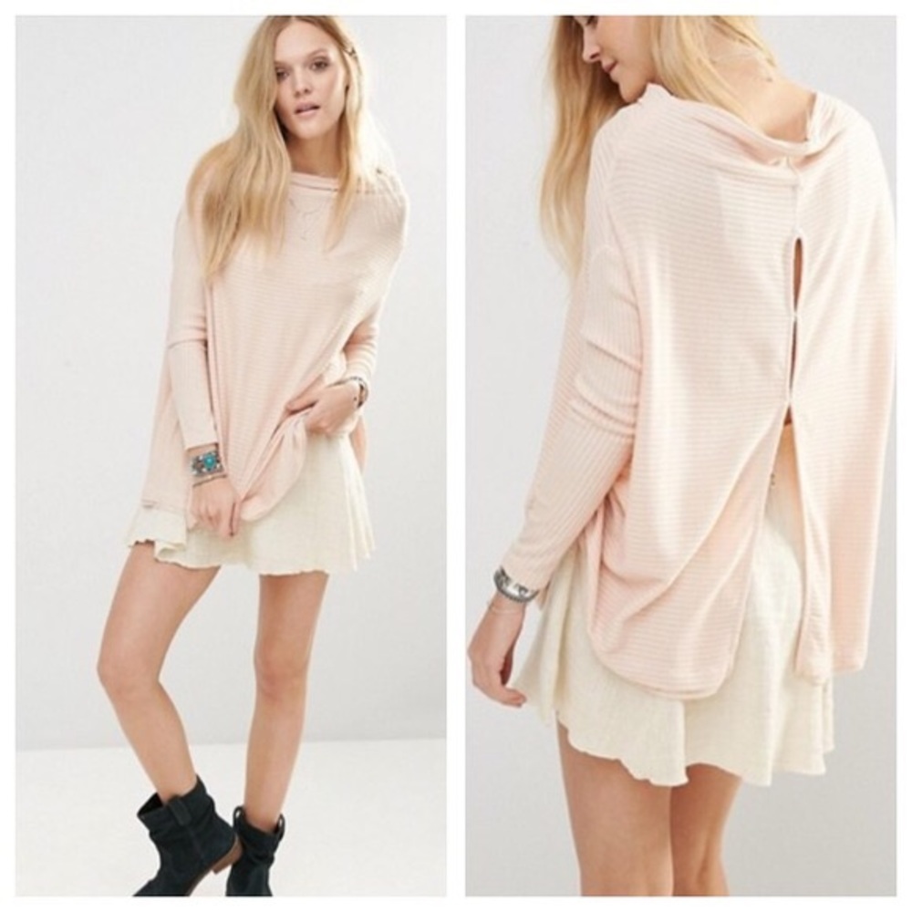 Free People Lover Ribbed Split Back Sweater